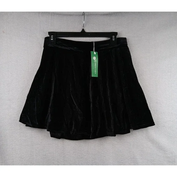 URBAN COCO Women's Black Velvet Skater Skirt Size L - Picture 2 of 6